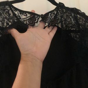 Ann Taylor 4P black lace romper.